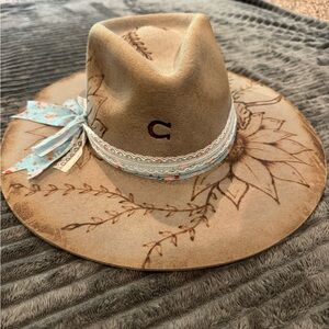 Custom burned rancher hat